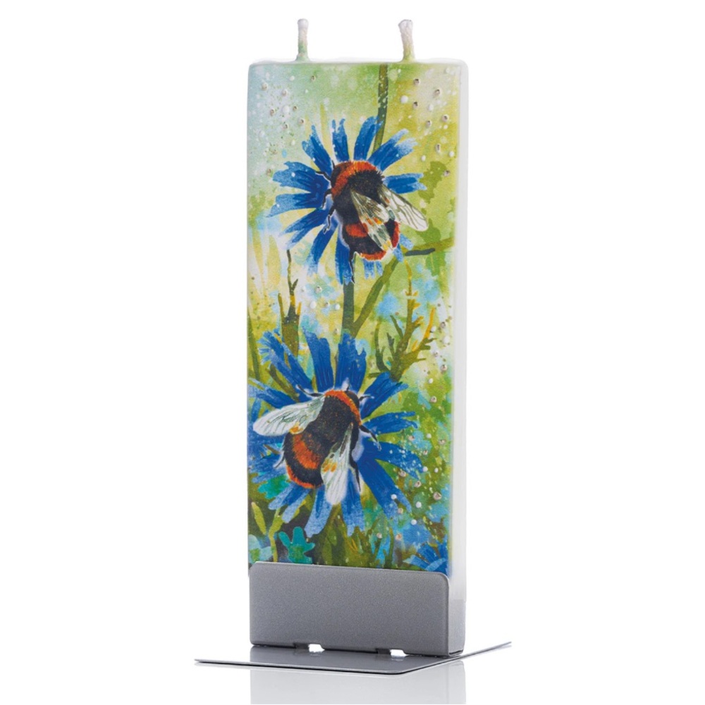NEW Flatyz Candle - Bees on Blue Flowers